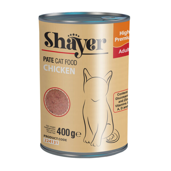 کنسرو غذای گربه شایر مدل Chicken وزن 400 گرم