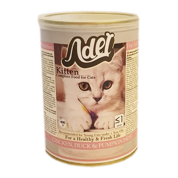 کنسرو غذای گربه کیتن ادل مدل 35 پته گوشت مرغ اردک و کدو تنبل وزن 400 گرم