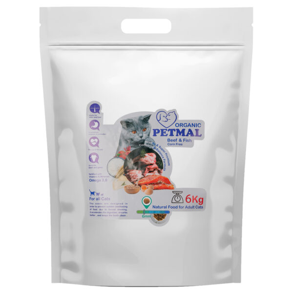 غذای خشک گربه پتمال مدل Beef & Fish وزن 6 کیلوگرم
