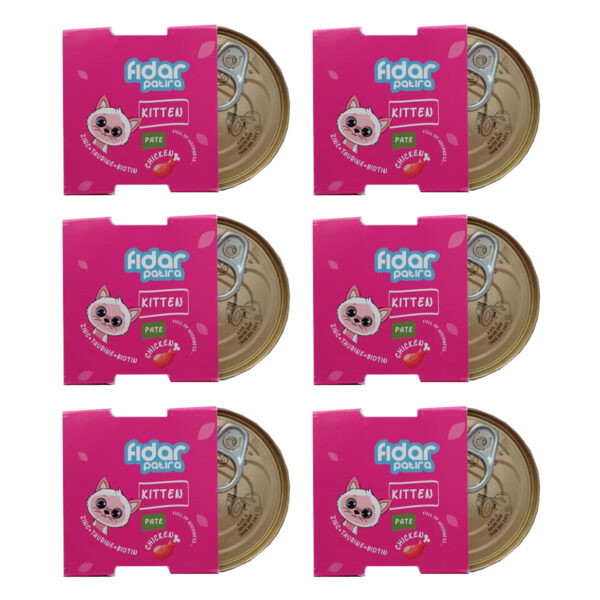کنسرو غذای گربه فیدار پاتیرا مدل chicken وزن 120 گرم بسته 6 عددی