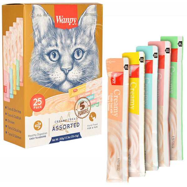 بستنی گربه ونپی مدل مالتی میکس وزن 350 گرم بسته 25 عددی