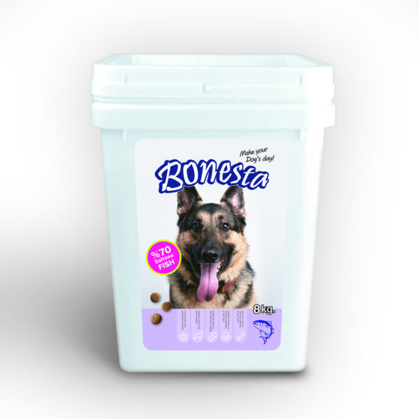 غذای خشک سگ بونستا مدل ماهی دریایی 28 درصد پروتئین وزن 8000 گرم