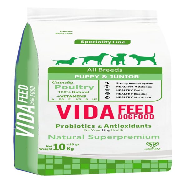 غذای خشک سگ ویدافید مدل puppy & junior وزن 10 کیلوگرم