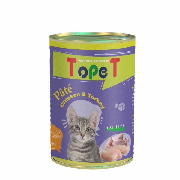 کنسرو غذای گربه تاپت مدل مرغ و بوقلمون وزن 400 گرم