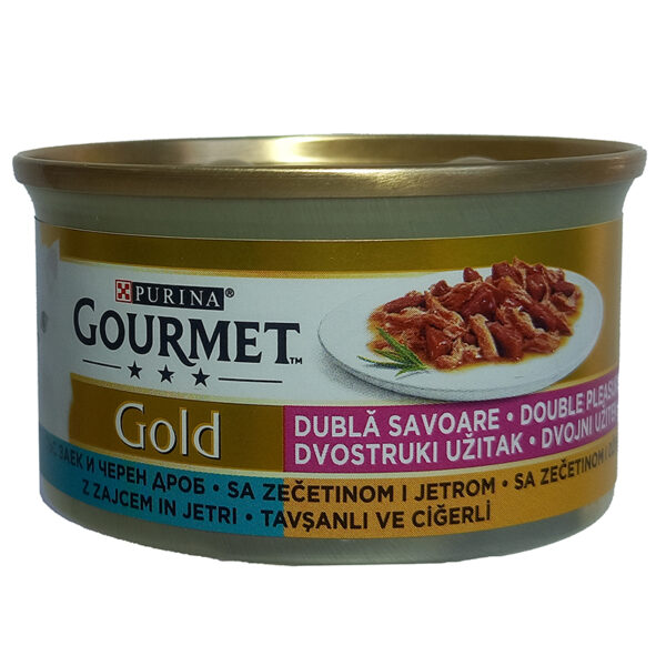 کنسرو غذای گربه گورمت مدل خرگوش و جگر وزن 85 گرم