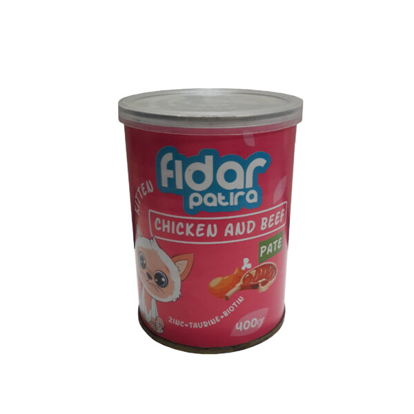 کنسرو گربه فیدار پاتیرا مدل پاته مرغ و گوشت کد TBZ01 وزن 400 گرم