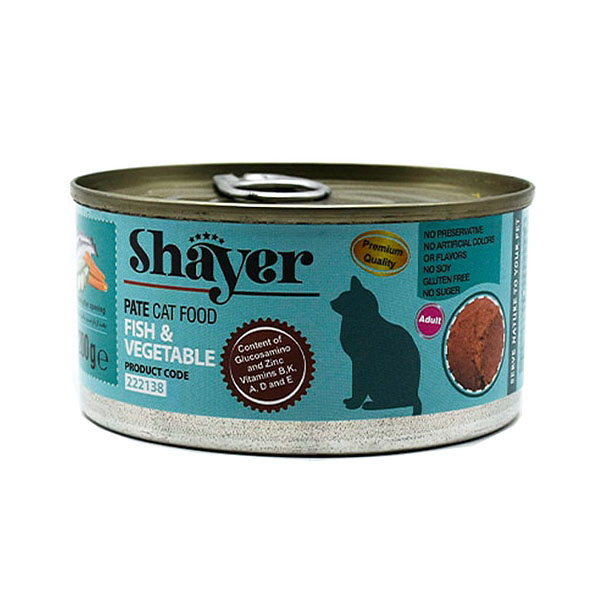 کنسرو غذای گربه شایر مدل ماهی و سبزیجات وزن 200 گرم
