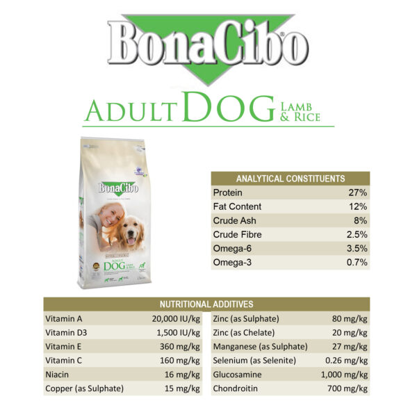 غذای خشک سگ بوناسیبو مدل Lamb & Rice وزن 15 کیلوگرم