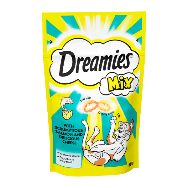 غذای تشویقی گربه دریمز مدل Snack With Salmon and Chese وزن 60 گرم