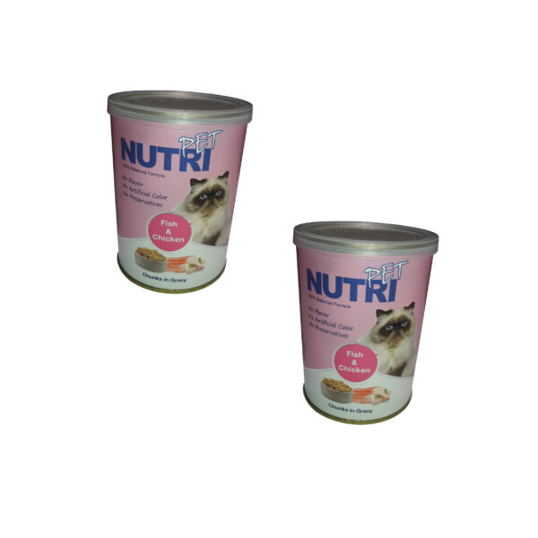 کنسرو غذای گربه نوتری پت مدل ماهی و مرغ کد TBZ01 وزن 850 گرم مجموعه 2 عددی