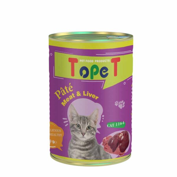 کنسرو غذای گربه تاپت مدل گوشت و جگر وزن 400 گرم