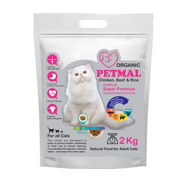 غذاي خشك گربه بالغ پتمال مدل Chicken &Beef وزن 2 کیلوگرم