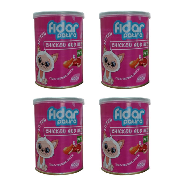 کنسرو غذای گربه فیدار پاتیرا مدل chicken and beef وزن 400 گرم بسته 4 عددی