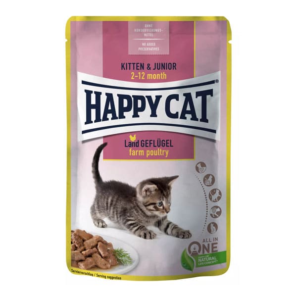 غذای پوچ بچه گربه هپی کت مدل بوقلمون وزن 85 گرم