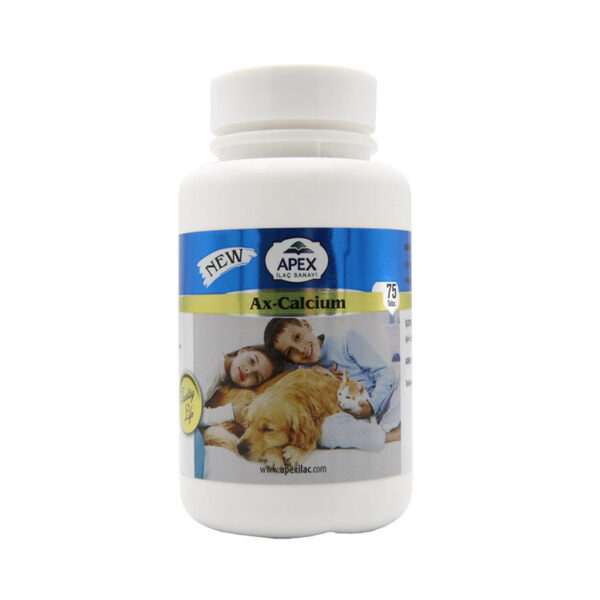 قرص کلسیم سگ و گربه اپکس مدل Ax Calcium بسته 75 عددی