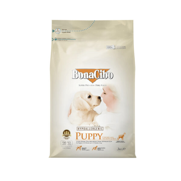 غذای خشک توله سگ بوناسیبو مدل Chicken and Anchovy وزن 3 کیلوگرم