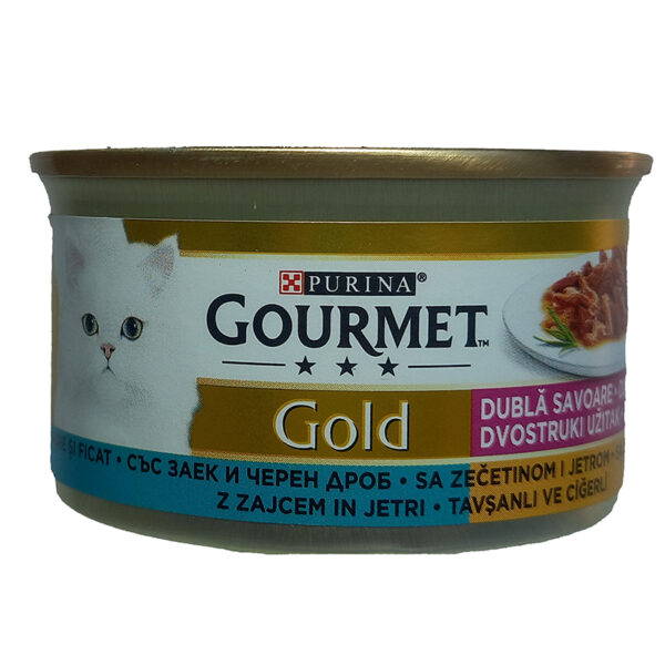 کنسرو غذای گربه گورمت مدل خرگوش و جگر وزن 85 گرم