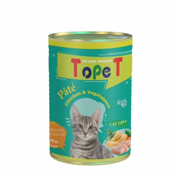 کنسرو غذای گربه تاپت مدل مرغ و سبزیجات وزن 400 گرم