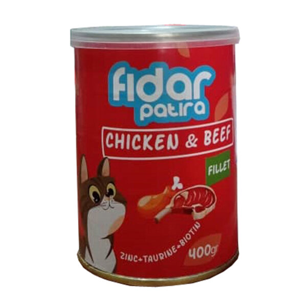 کنسرو غذای گربه فیدار پاتیرا مدل مرغ و گوشت وزن 400 گرم